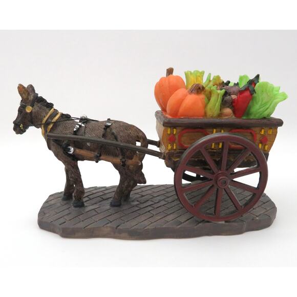 Vintage Lemax Donkey with Produce Cart Village Figurine Harvest Market Scene - Picture 4 of 12
